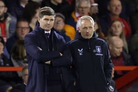 Former Rangers boss Steven Gerrard as manager of Aston with then assistant Neil Critchley who is now head coach of Hearts (Pic: Getty)