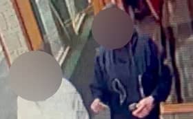 Video grab of the couple outside the restaurant La Dolce Vita in East Kilbride.