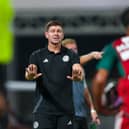 Steven Gerrard coach of Al Ettifaq reacts during the Saudi Pro League match against Al-Shabab