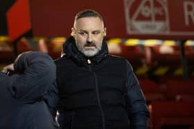 Ex-Rangers player Kris Boyd on Sky Sports duties during Aberdeen's 2-1 win over his former club at Pittodrie. (Photo by Alan Harvey / SNS Group)
