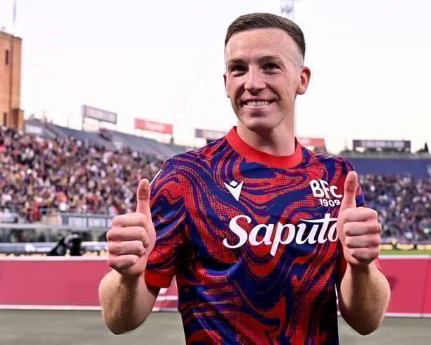  Lewis Ferguson celebrates during the Serie A match between Bologna and Lecce at Stadio Renato Dall'Ara