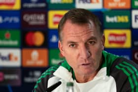 Celtic manager Brendan Rodgers speaks to the press.