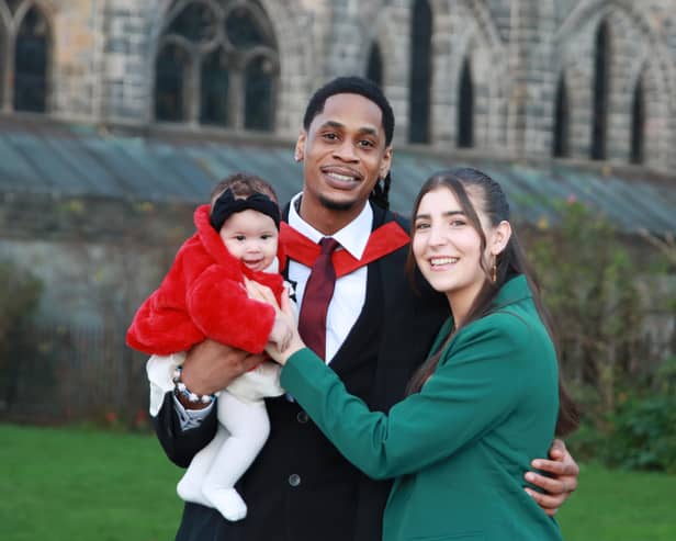Basketball star Prince Onwas with partner Zoe and daughter Amira 