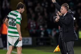 Celtic manager Brendan Rodgers gives instructions.