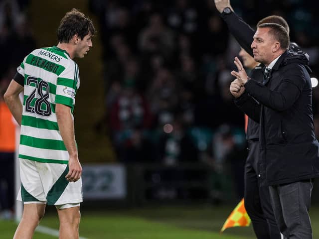 Celtic manager Brendan Rodgers gives instructions.