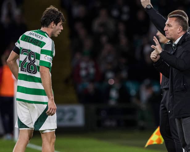 Celtic manager Brendan Rodgers gives instructions.