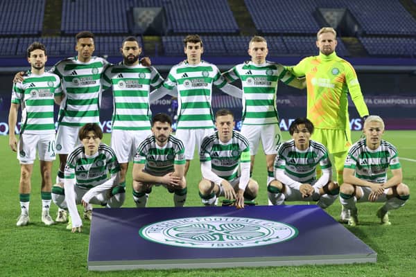 Celtic's players pose for photographers prior to the UEFA Champions League clash against Dinamo Zagreb