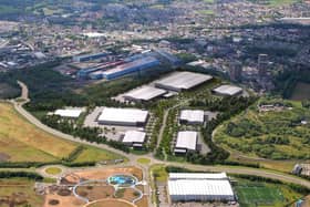 A computer generated image of Seven Four Eight employment land at Ravenscraig