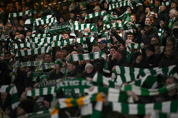 Celtic fans react ahead of the UEFA Champions League football match between Celtic and Club Brugge at Celtic Park stadium in Glasgow, Scotland on November 27, 2024 (Pic: Getty)