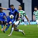 : Lukas Kacavenda of GNK Dinamo is challenged by Greg Taylor of Celtic during the UEFA Champions League 2024/25 League Phase MD6 match between GNK Dinamo and Celtic FC at Stadion Maksimir on December 10, 2024 in Zagreb, Croatia (Pic: Getty)