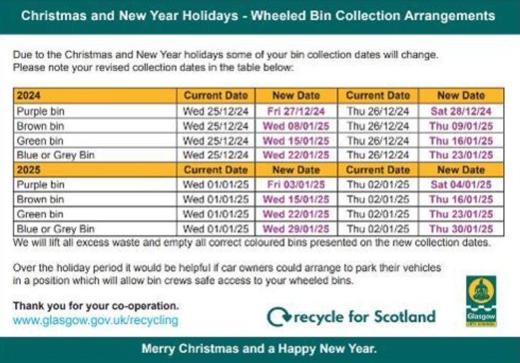 Council announce bin collection dates as some Glaswegians to go '7