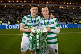 Callum McGregor and Kieran Tierney during the latter’s time in Hoops