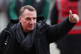 Celtic manager Brendan Rodgers is seen arriving at the stadium 