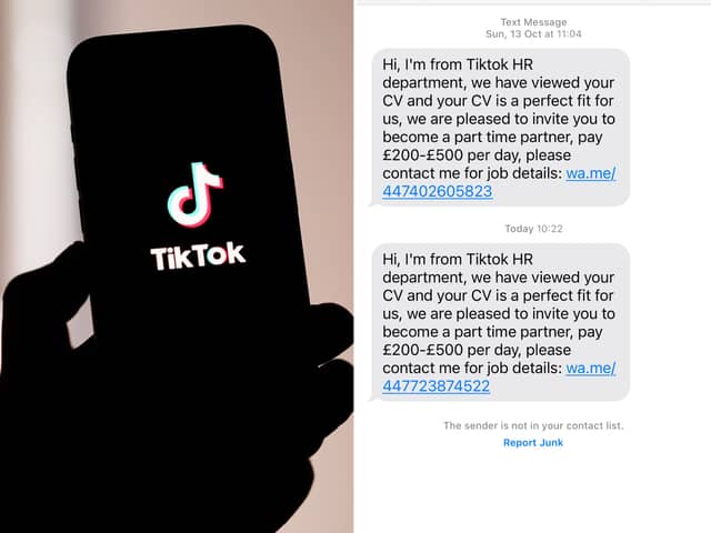 TikTok scam message to watch out for in 2025. 