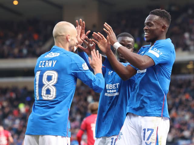 Rabbi Matondo of Rangers (R) is a target for Sunderland, Sheffield Wednesday and one other unnamed European club
