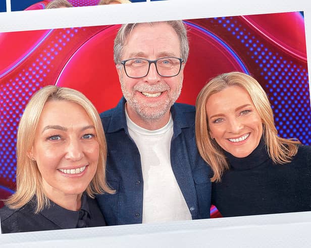 Kelly Cates (L), Mark Chapman (C) and Gabby Logan (R) will replace Gary Lineker on Match of the Day