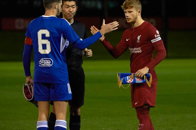 Luca Stephenson of Liverpool and Marko Soldo of GNK Dinamo Zagreb