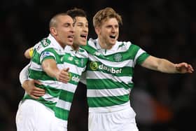Scott Brown, Erik Sviatchenko and Stuart Armstrong of Celtic 