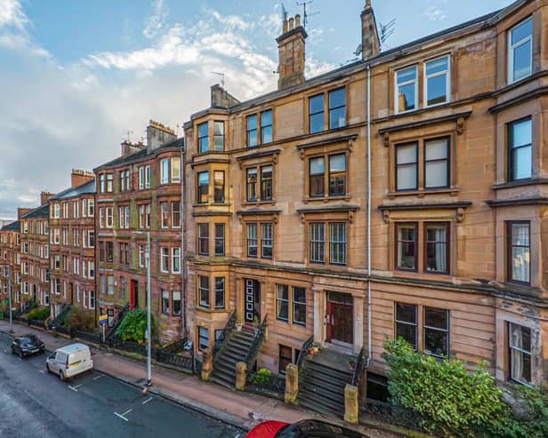 The front of the property on Gardner Street looking down towards Partick. 