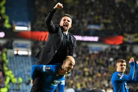 Rangers interim manager Barry Ferguson celebrates the penalty shootout win over Fenerbahce