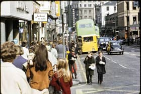 A view along a busy Sauchiehall Street in 1969. The photograph was taken by noted 1930s/40s Jazz photographer, William P. Gottlieb, and rescued, by a neighbour, from a skip outside his house.
