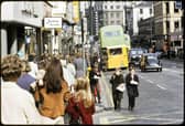 A view along a busy Sauchiehall Street in 1969. The photograph was taken by noted 1930s/40s Jazz photographer, William P. Gottlieb, and rescued, by a neighbour, from a skip outside his house.