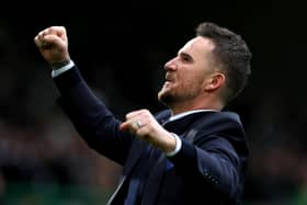 Rangers interim boss Barry Ferguson celebrates victory over Celtic