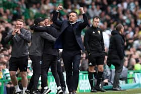 Barry Ferguson, interim manager of Rangers, celebrates after Mohamed Diomande's second goal