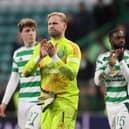 Kasper Schmeichel of Celtic faces a period on the sidelines after damaging his shoulder on international duty