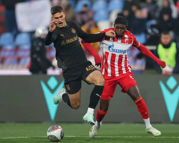 Annan Ebenezer (R) of Crvena Zvezda is on Rangers transfer radar