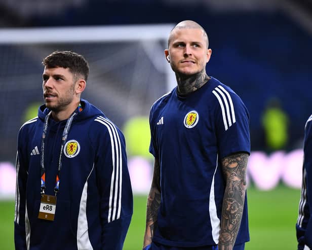 Ryan Christie (L) has been sent well wishes from Scotland teammates Lyndon Dykes and Andrew Robertson