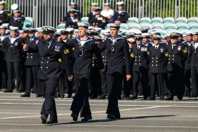 The Royal Navy Rear Admiral visits HMS Collingwood.
