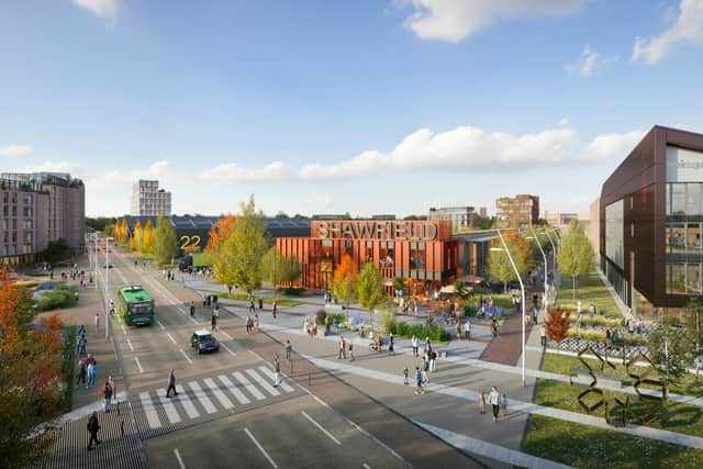 CGI showing how new investment will look at Shawfield, adjacent to the existing Red Tree Magenta
