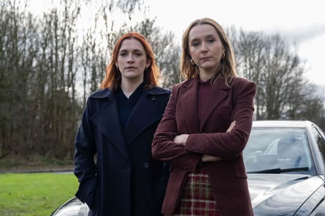 Charlotte Ritchie as DS Ashleigh Francis and Rose Ayling-Ellis as Alison Brooks in Code of Silence.
