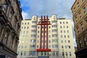 The Art Deco profile of the Beresford on Sauchiehall Street. Built in 1938 to provide hotel accommodation for those attending the Empire Exhibition, it was described as Glasgow’s first skyscraper. The Beresford Building on Sauchiehall Street has gone through many iterations in it’s near 100-year-long lifespan. It was first a hotel, then an office block, then student accommodation, and now it’s flats! If those walls could talk eh? JFK even gave one of his first political speeches on behalf of his ambassador father to calm the people of Glasgow during the very beginnings of WW2.