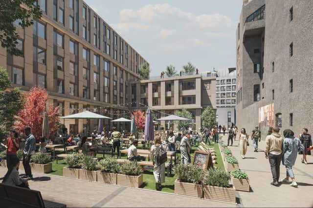 The proposed courtyard at the new Vita development on the site formerly occupied by the O2 ABC on Sauchiehall Street.