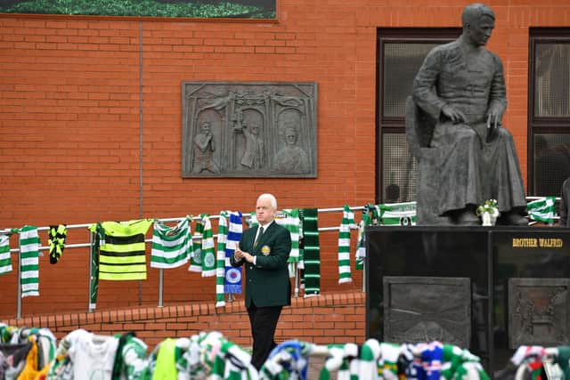 John Clark leaves Celtic Park for the funeral of Lisbon Lion hero Stevie Chalmers