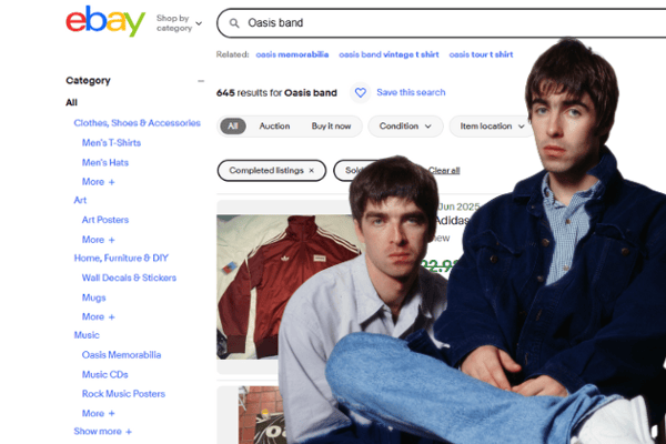 As the first Oasis reunion show is now in the bag, just how much were people willing to spend on vintage items available through eBay before the Cardiff show?