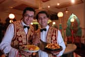 Waiters Jack and Ijaz  at the Koh-i-Noor Restaurant, Glasgow, in 1998