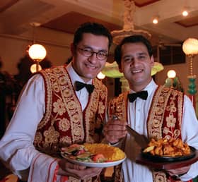 Waiters Jack and Ijaz  at the Koh-i-Noor Restaurant, Glasgow, in 1998