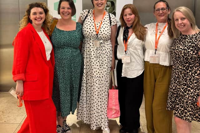 (L-R: Sarah McCann, health reporter, Jodie Hughes, Endo South Coast, Jen Moore, Chloe Gwinnett, Endo South Coast, Katy Phillips, Endo Buddies, Laura Collins, Publisher, Worlds Division, National World)