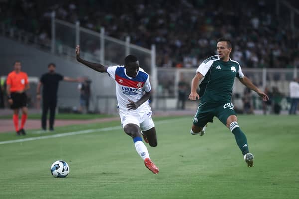 Ivorian winger Mohamed Diomande, left, in action during UEFA Champions League Second Qualifying Round Second Leg match between Panathinaikos and Rangers at OAKA Stadium on July 22, 2025 in Athens, Greece (Pic: Getty)