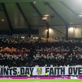 The St Mirren fans urge their team on with this tifo.
