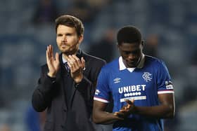 Danny Rohl, Manager of Rangers and Nasser Djiga of Rangers