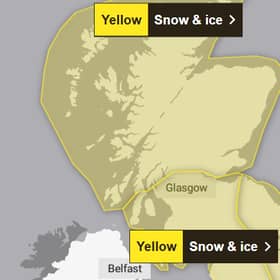 The yellow weather warning extends across all of Scotland and much of northern England