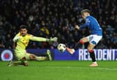 Connor Barron in action for Rangers against his former club, Aberdeen