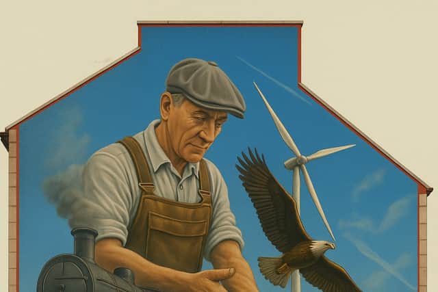 The mural has attracted controversy for its use of AI in its design.