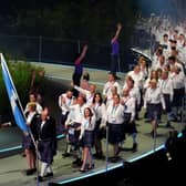 Lawn bowler Alex Marshall led the Scotland team out at the opening ceremony of the Commonwealth Games in Glasgow (Owen Humphreys/PA)