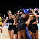Athletes of Team New Zealand celebrate victory during the Gold Medal Match against Team Jamaica