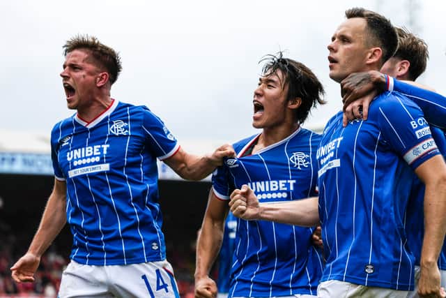 Rangers were victorious at Pittodrie, with Kim Min-su (centre) impressing on his debut.